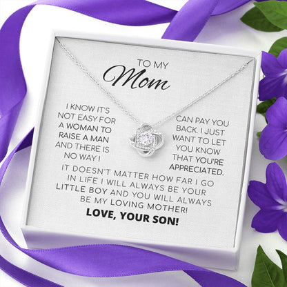 Para mi mamá: te aprecio. Collar con nudo de amor