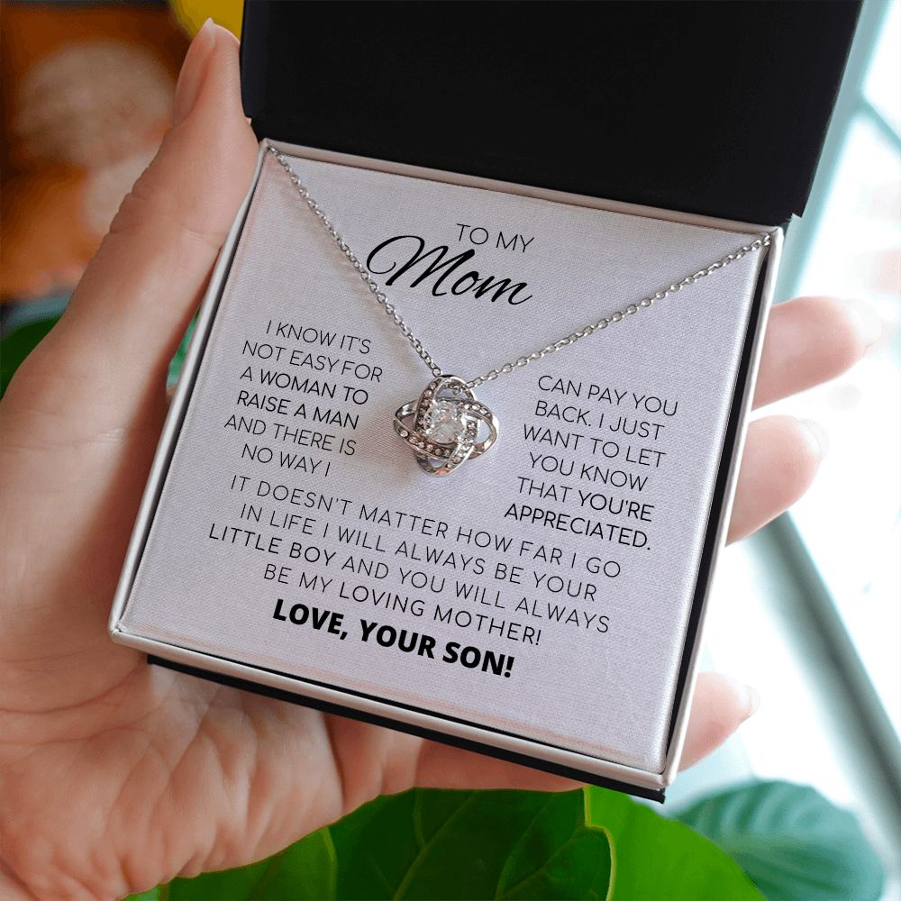 Para mi mamá: te aprecio. Collar con nudo de amor