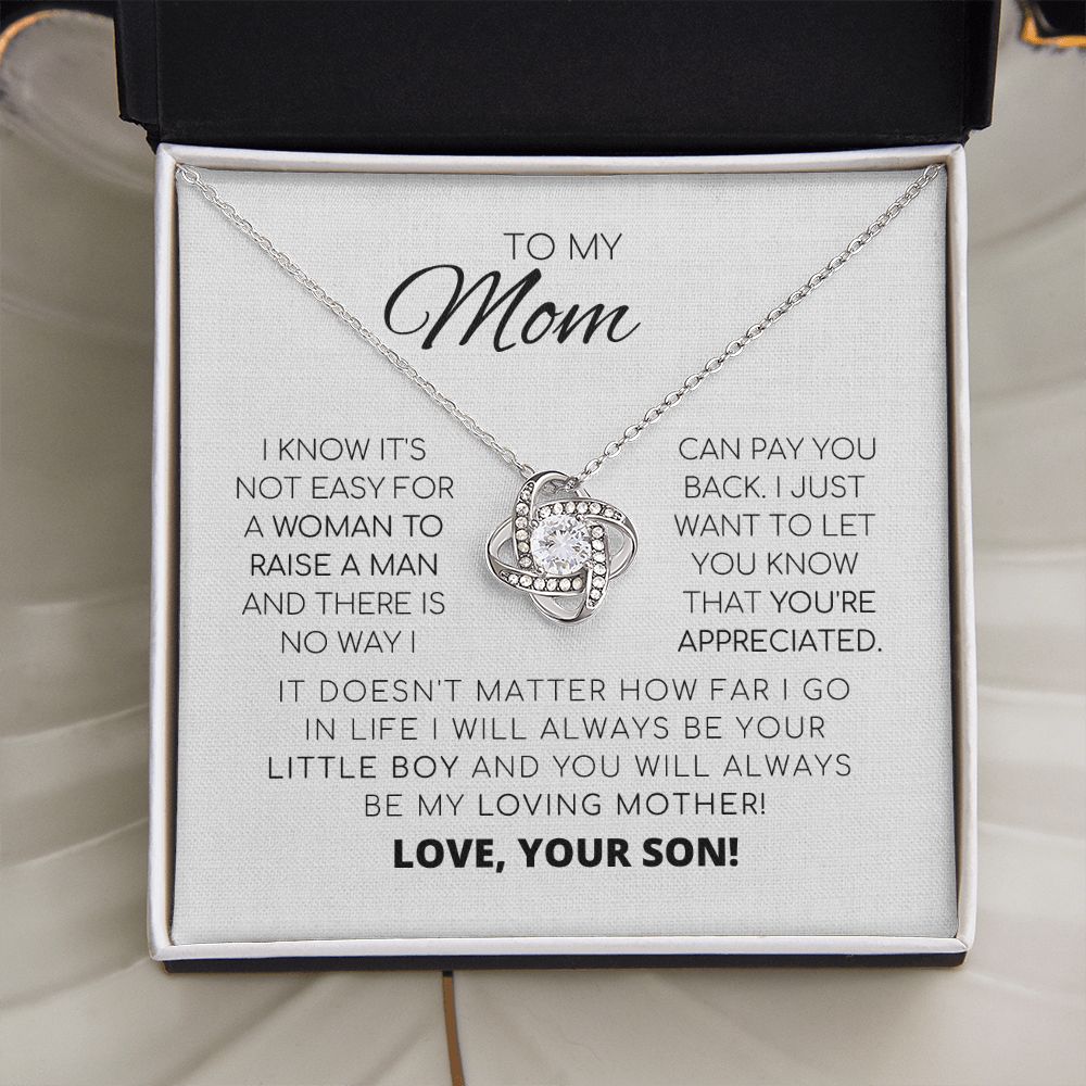 Para mi mamá: te aprecio. Collar con nudo de amor