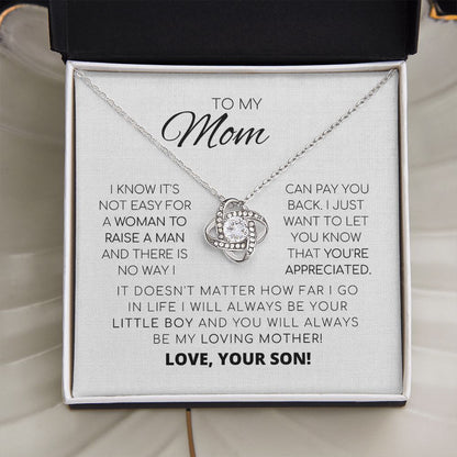 Para mi mamá: te aprecio. Collar con nudo de amor