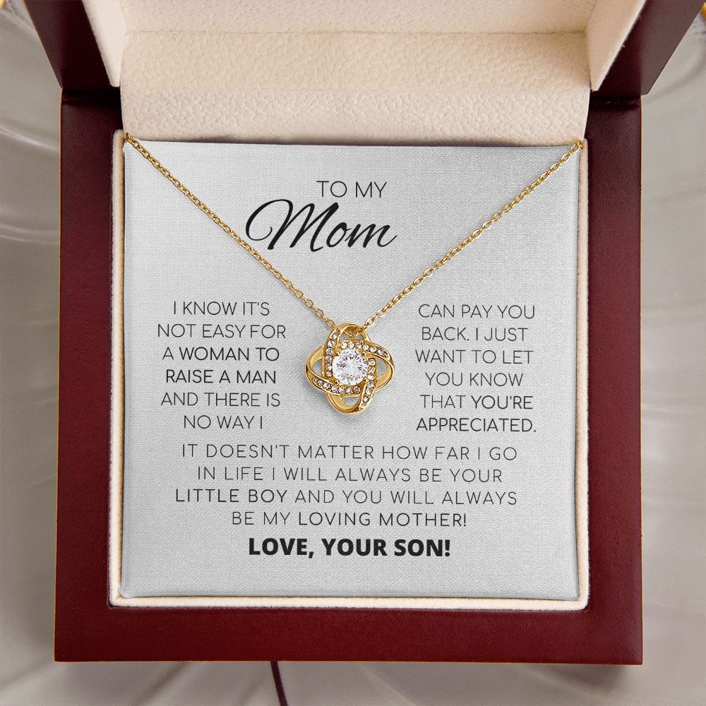 Para mi mamá: te aprecio. Collar con nudo de amor