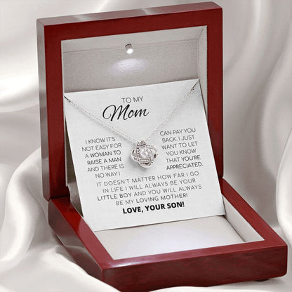 Para mi mamá: te aprecio. Collar con nudo de amor