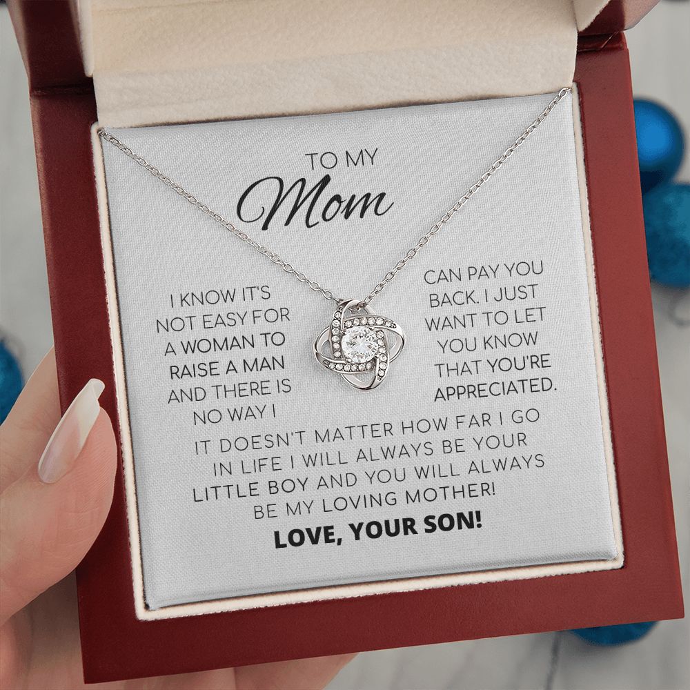 Para mi mamá: te aprecio. Collar con nudo de amor